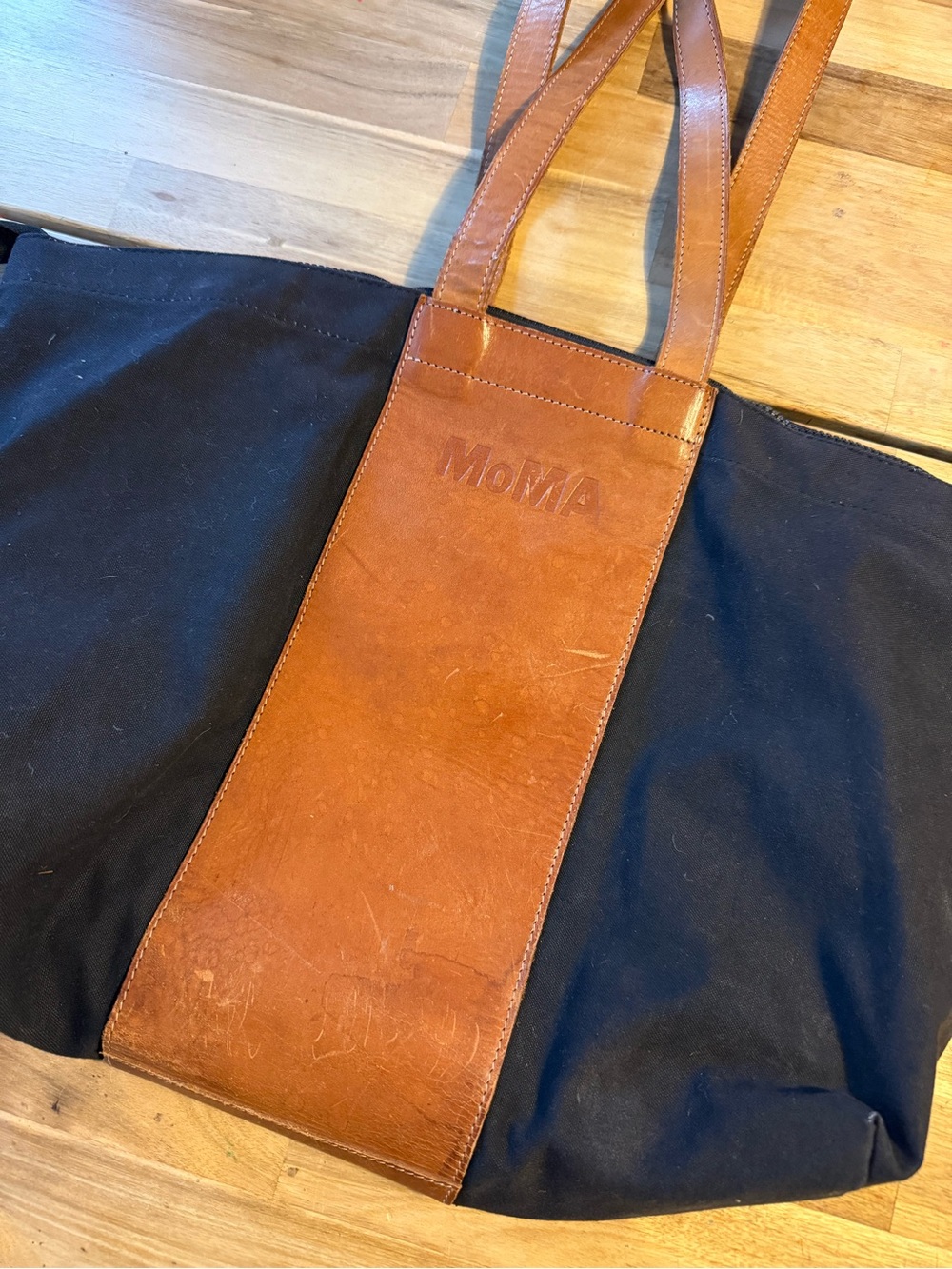 Moma Black Canvas and Leather Tote Rare